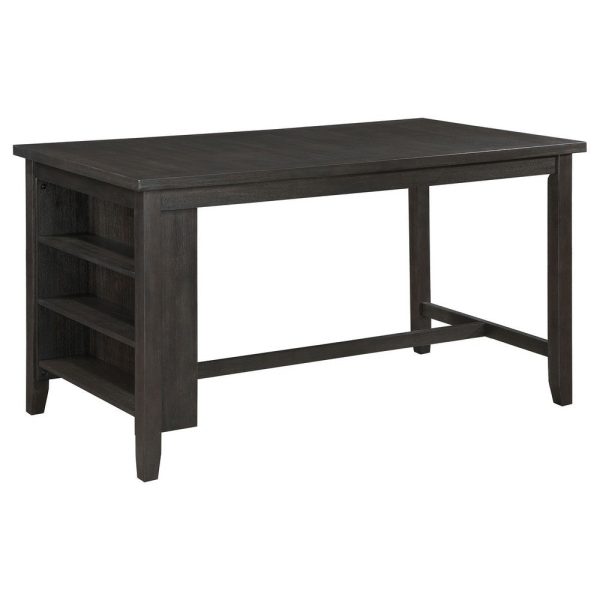 Stacy Counter Height Dining Table, 66 Inch Rectangular, Shelves, Gray Wood By Casagear Home Hot on Sale