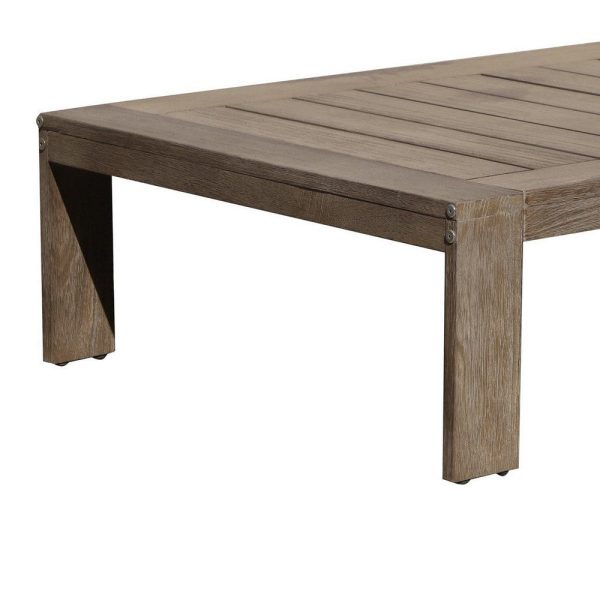 Neji 51 Inch Coffee Table, Burnt Brown Acacia Wood Frame, Plank Surface By Casagear Home Fashion - Image 5