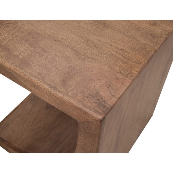 Okai Accent Table, 20 Inch Tabletop, C-Style Brown Solid Mango Wood By Casagear Home on Sale - Image 5