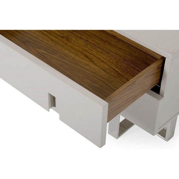 Cid Vili 23 Inch Nightstand, 2 Drawers, Gray High Gloss Wood, Steel Legs By Casagear Home Online Sale - Image 4