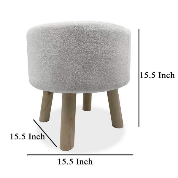 Ginni Footstool Ottoman Set of 2, White Polyester, Soft Seat, Wood Legs By Casagear Home For Sale - Image 5