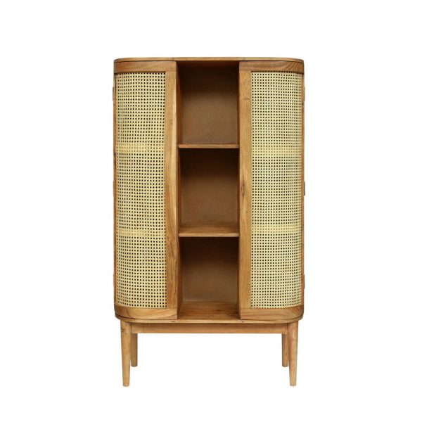 Tall Bookcase Cabinet, 3 Tier Shelves, 60 Inch Natural Finish Acacia Wood By Casagear Home on Sale - Image 2