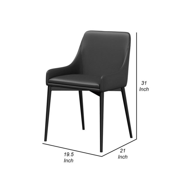 Zvi 21 Inch Cushioned Dining Chair, Set of 2, Sloped Arms, Vegan Leather By Casagear Home For Cheap - Image 5