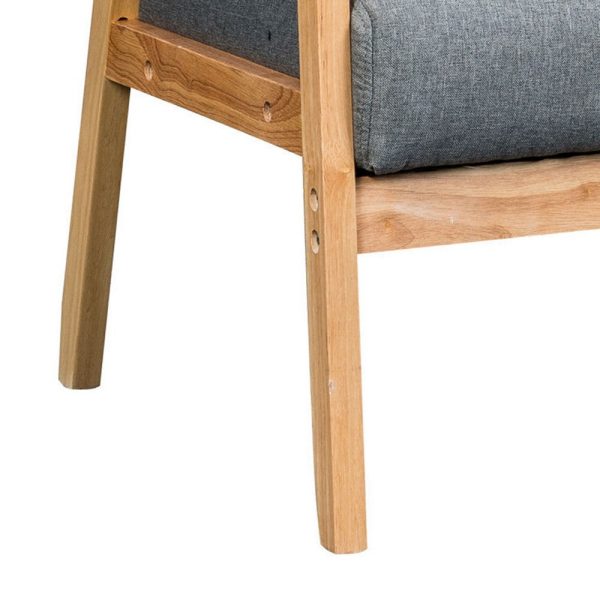 Gala 45 Inch Modern Loveseat Bench, Gray Fabric, Natural Brown Wood Frame By Casagear Home Online - Image 5