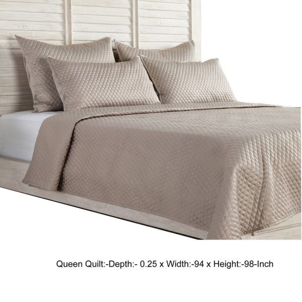 Kahn Hand Stitched Soft Sateen Queen Quilt, Cotton Fill Self Binding, Brown By Casagear Home Fashion - Image 5