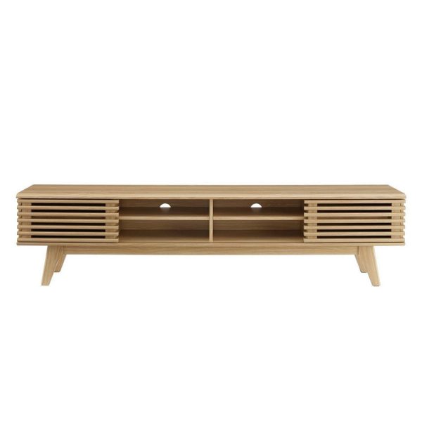 Modway Render Mid-Century Modern Low Profile 70 Inch Media Console TV Stand in Oak, 70  Cheap - Image 4