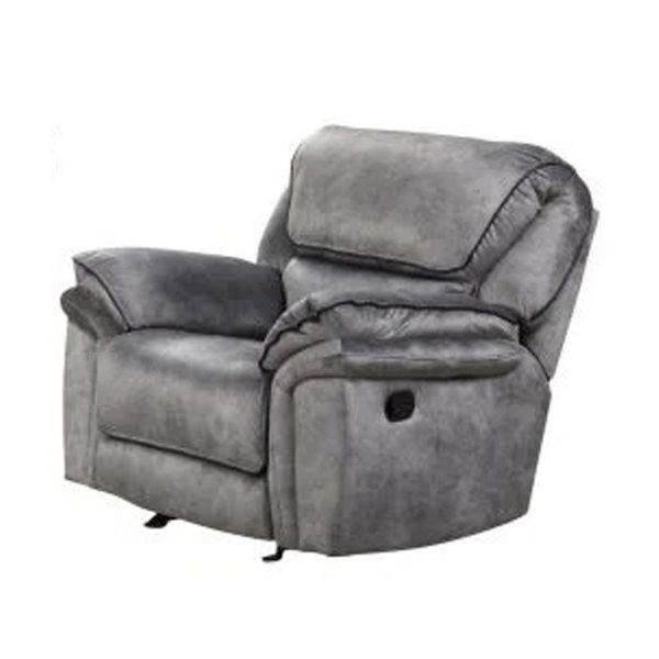 Remma Manual Glider Recliner Chair, Gray Faux Leather, Pillow Arms By Casagear Home Online Hot Sale - Image 2