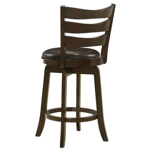 Mona Swivel Counter Height Chair, Dark Brown Faux Leather Cherry Brown Wood By Casagear Home Cheap - Image 3