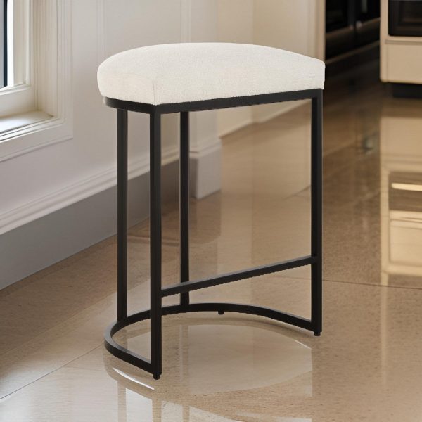 Gyn Counter Height Stool, White Performance Fabric, Black Cantilever Base By Casagear Home For Discount