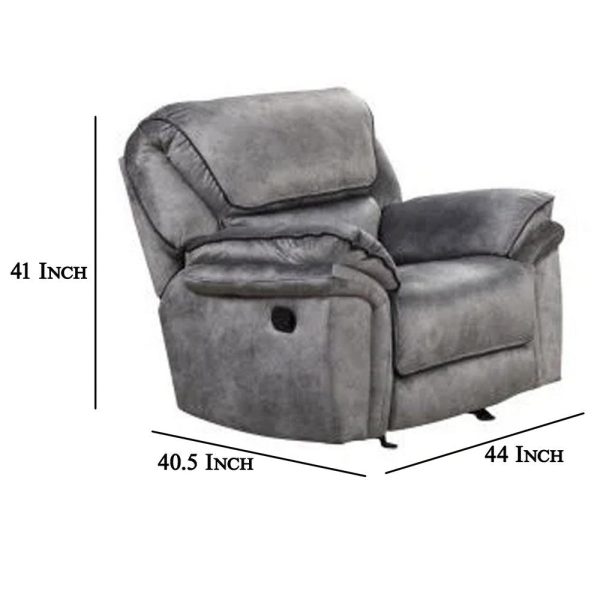 Remma Manual Glider Recliner Chair, Gray Faux Leather, Pillow Arms By Casagear Home Online Hot Sale - Image 5