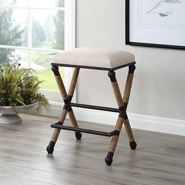 Uttermost Firth Rustic Oatmeal Counter Stool By Casagear Home on Sale - Image 2