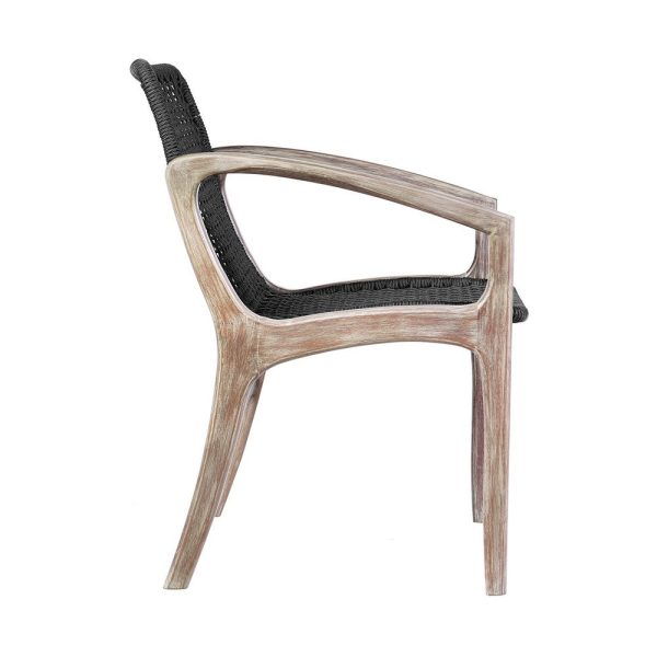 Tye 25 Inch Patio DIning Chair, Light Eucalyptus Wood, Dark Gray Rope Seat By Casagear Home Online - Image 4