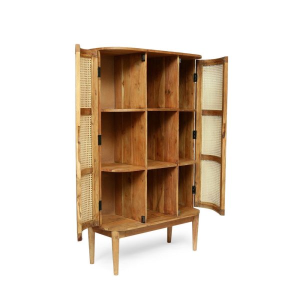 Tall Bookcase Cabinet, 3 Tier Shelves, 60 Inch Natural Finish Acacia Wood By Casagear Home on Sale - Image 3
