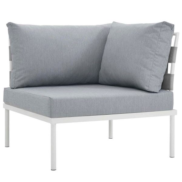 Modway Harmony Aluminum Outdoor Patio Furniture 6-Piece Sectional Sofa Set in White Gray Cheap - Image 5