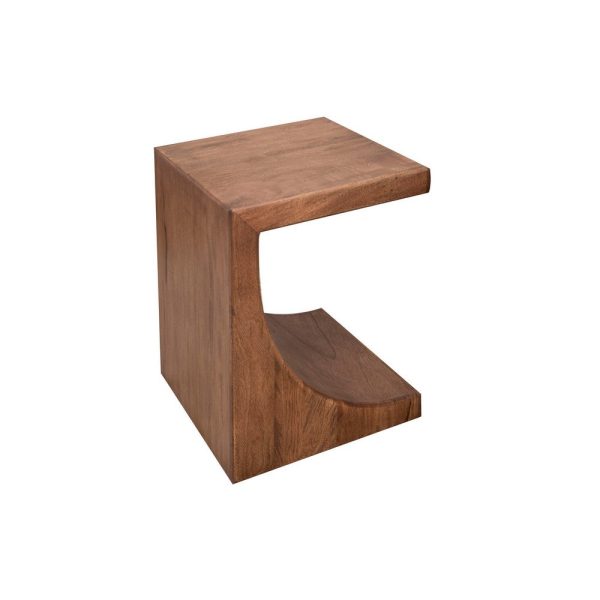 Okai Accent Table, 20 Inch Tabletop, C-Style Brown Solid Mango Wood By Casagear Home on Sale - Image 2