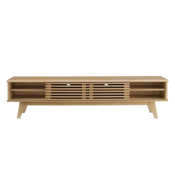 Modway Render Mid-Century Modern Low Profile 70 Inch Media Console TV Stand in Oak, 70  Cheap - Image 5