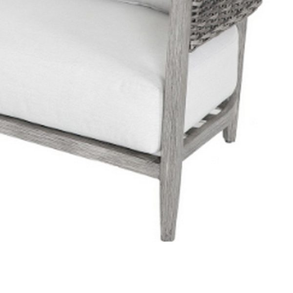 Cali Outdoor Sofa, 2 Side Pillows, 89 Inch, Woven Wicker, Gray, Driftwood By Casagear Home Online Hot Sale - Image 4