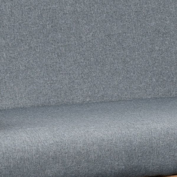 Gala 45 Inch Modern Loveseat Bench, Gray Fabric, Natural Brown Wood Frame By Casagear Home Online - Image 4