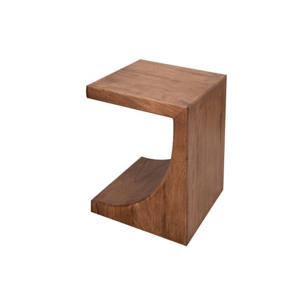 Okai Accent Table, 20 Inch Tabletop, C-Style Brown Solid Mango Wood By Casagear Home on Sale - Image 4