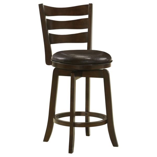 Mona Swivel Counter Height Chair, Dark Brown Faux Leather Cherry Brown Wood By Casagear Home Cheap