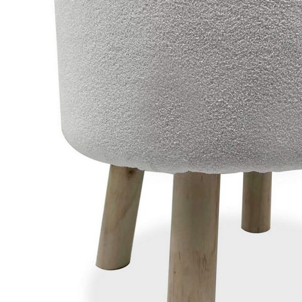 Ginni Footstool Ottoman Set of 2, White Polyester, Soft Seat, Wood Legs By Casagear Home For Sale - Image 3