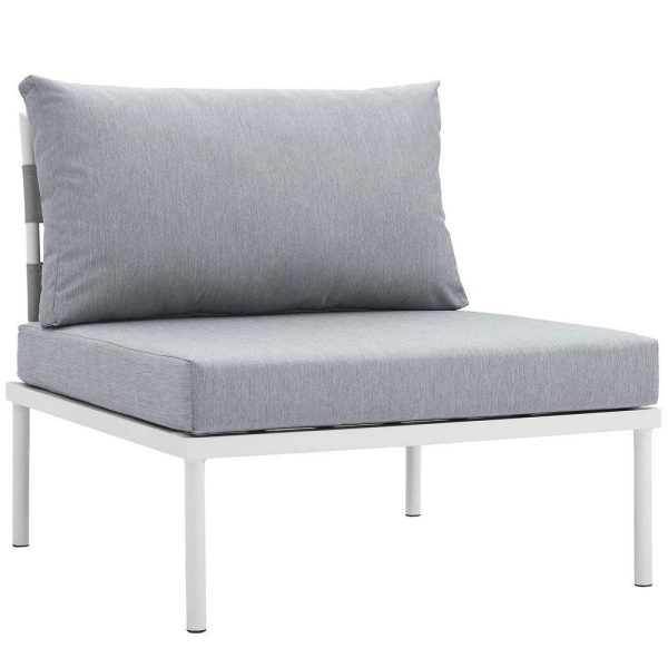 Modway Harmony Aluminum Outdoor Patio Furniture 6-Piece Sectional Sofa Set in White Gray Cheap - Image 4