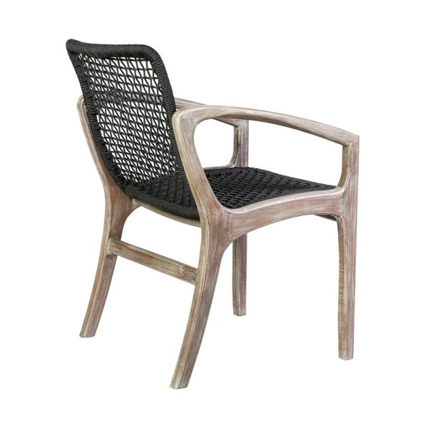 Tye 25 Inch Patio DIning Chair, Light Eucalyptus Wood, Dark Gray Rope Seat By Casagear Home Online - Image 5