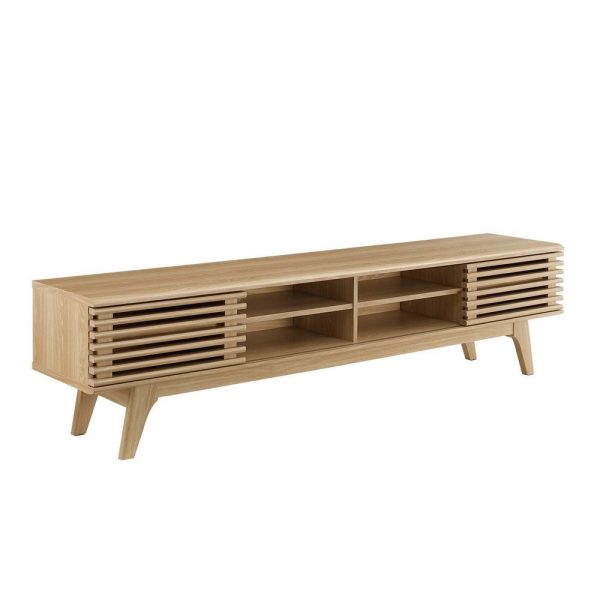Modway Render Mid-Century Modern Low Profile 70 Inch Media Console TV Stand in Oak, 70  Cheap