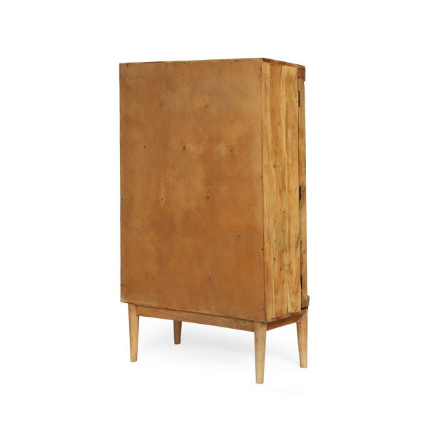 Tall Bookcase Cabinet, 3 Tier Shelves, 60 Inch Natural Finish Acacia Wood By Casagear Home on Sale - Image 4