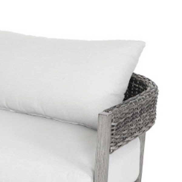Cali Outdoor Sofa, 2 Side Pillows, 89 Inch, Woven Wicker, Gray, Driftwood By Casagear Home Online Hot Sale - Image 3
