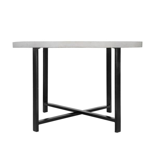 47 Inch Dining Table, Round Acacia Wood Top, Crossed Iron Design, White By Casagear Home Cheap - Image 2